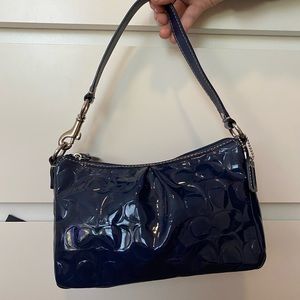 Blue patent leather coach bag